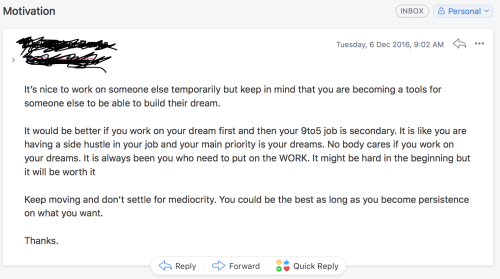 Email that I sent to myself 1 year ago before I resign to corporate